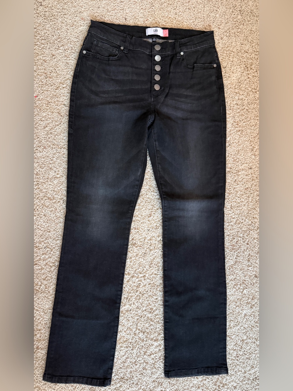 CAbi Black High-Rise Straight Jeans